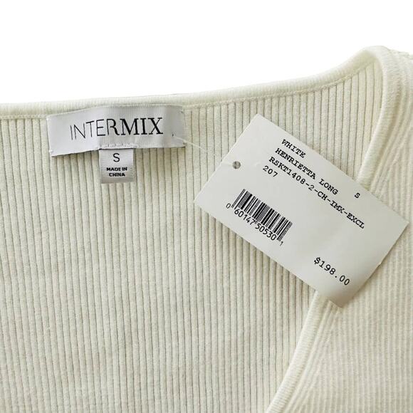 Intermix Private Label Henrietta Ring Ribbed Top Cream Size Small NEW - Picture 3 of 5